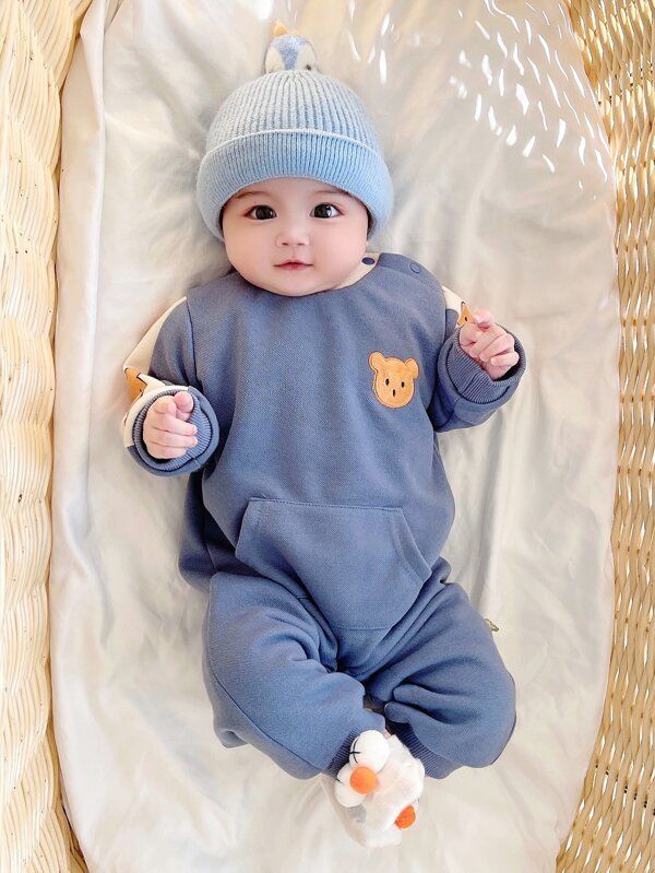 Peninsula Baby Baby Jumpsuit With Embroidery And Thermal Lined, Winter College Style