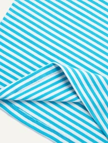 Niños Camiseta con estampado de rayas de cuello cisne - Azul y blanco - Ver 6