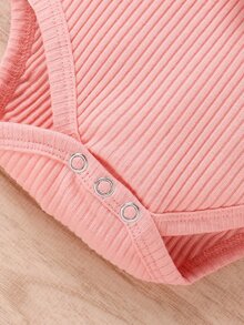 嬰兒荷葉邊蝴蝶結假鈕扣連身背心和短褲 - 淺粉色 - 查看 7