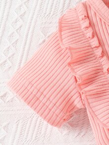 嬰兒荷葉邊蝴蝶結假鈕扣連身背心和短褲 - 淺粉色 - 查看 8