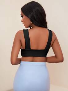 Shein女裝上衣,v領設計 - 黑色 - 查看 2