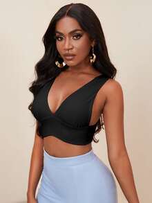 Shein女裝上衣,v領設計 - 黑色 - 查看 5