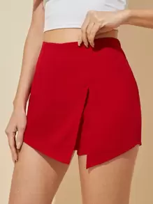 Firerie Skort de cintura elástica con abertura delantera - Rojo - Ver 4