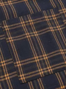 Manfinity Homme Men Casual Plaid Graphic Pocket Detail Button Through Loose Long Sleeve Collar Shirt, For Going Out, For Fall - Multicolor - View 6