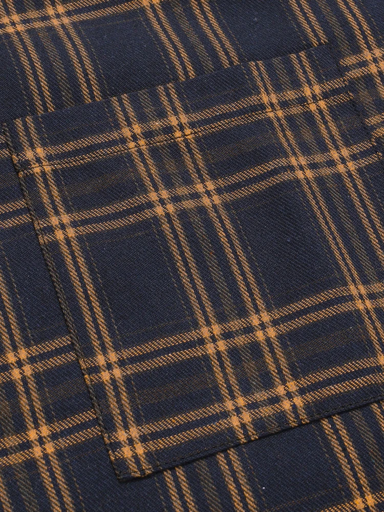 Men Casual Plaid Graphic Pocket Detail Button Through Loose Long Sleeve Collar Shirt, For Going Out, For Fall