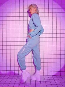 Motspraydesignstudio 艺术家鱼和字母图案落肩短款套头运动衫，节日