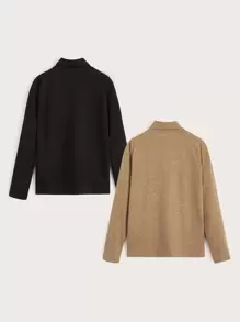 SHEIN 2 Piezas De Top De Cuello De Tortuga Para Niños En Edad De Transición - Multicolor - Ver 2