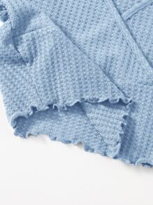 SHEIN Qutie 交疊領木耳邊T恤 - 淺藍色 - 查看 4