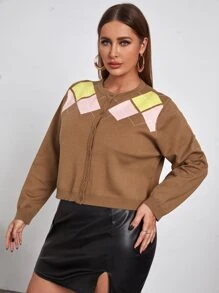 SHEIN Essnce Cárdigan de hombros caídos con patrón de rombo