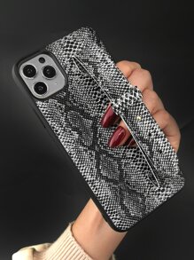 Vỏ điện thoại da rắn có dây đeo tay - Đen và trắng - Xem 1