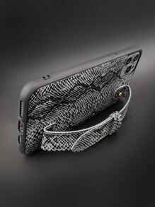 Vỏ điện thoại da rắn có dây đeo tay - Đen và trắng - Xem 2