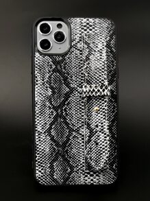 Vỏ điện thoại da rắn có dây đeo tay - Đen và trắng - Xem 4