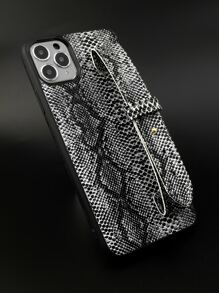 Vỏ điện thoại da rắn có dây đeo tay - Đen và trắng - Xem 3