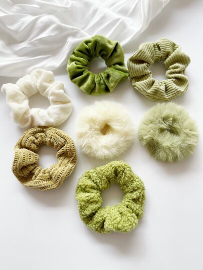 7pcs Solid Scrunchies For Daily Use For Girls Hairstyles Casual, School Hair Ties Scrunchy Hair Ties Ponytail Head Accessories