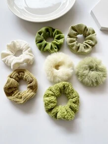 7pcs Solid Scrunchies For Daily Use For Girls Hairstyles Casual, School Hair Ties Scrunchy Hair Ties Ponytail Head Accessories