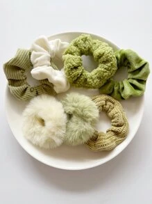 7pcs Solid Scrunchies For Daily Use For Girls Hairstyles Casual, School Hair Ties Scrunchy Hair Ties Ponytail Head Accessories