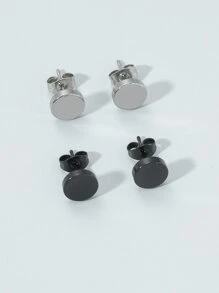 Thời trang và phổ biến 2 đôi bông tai nam tròn bằng thép không gỉ để làm quà tặng trang sức và cho vẻ ngoài sành điệu - Nhiều màu - Xem 1