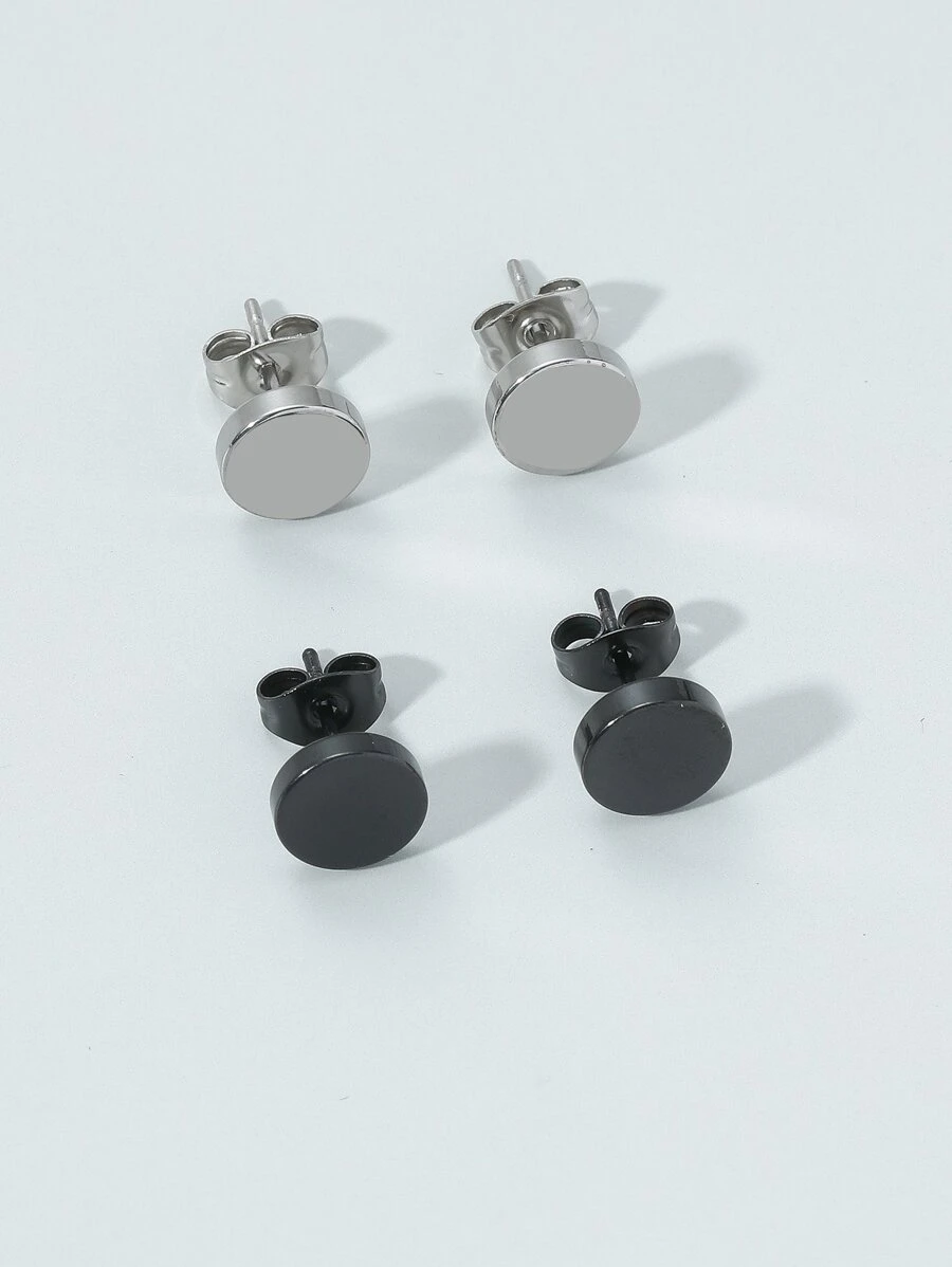 Thời trang và phổ biến 2 đôi bông tai nam tròn bằng thép không gỉ để làm quà tặng trang sức và cho vẻ ngoài sành điệu - Nhiều màu - Xem 1