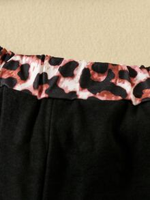 嬰兒豹紋印花補丁貼口袋T恤和短褲 - 黑色 - 查看 6