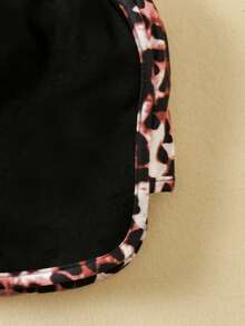 嬰兒豹紋印花補丁貼口袋T恤和短褲 - 黑色 - 查看 7