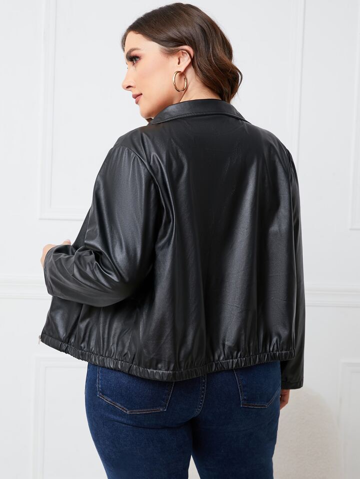 SHEIN FIT+ プラス スパイク詳細 ジッパーアップ PUレザー モトジャ SHEIN FIT+ プラス スパイク詳細 ジッパーアップ PUレザー モトジャ