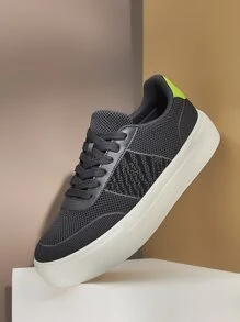 CUCCOO BASICS Lace-up Front Knit Sneakers - Black - View 10