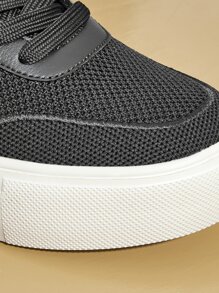 CUCCOO BASICS Lace-up Front Knit Sneakers - Black - View 12