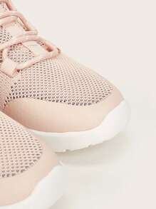 女鞋時尚輕量兩色針織粉紅色運動鞋休閒鞋 - 粉色 - 查看 3