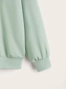 SHEIN Tween Girl Contrast Collar Keyhole Back 2 In 1 Pullover - Mint Green - View 4