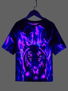 SHEIN Boys Reflective Tiger Print Top - Multicolor - View 2