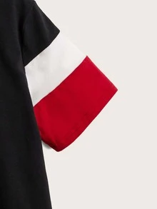 SHEIN Boys Colorblock Contrast Collar Polo Shirt - Black - View 4