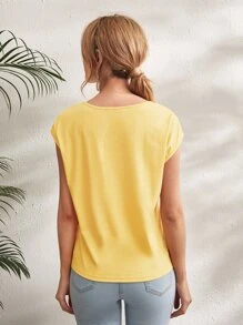 SHEIN LUNE Schiffy Yoke Solid Top - Yellow - View 2