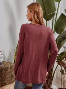 EMERY ROSE Raglan Sleeve Tee - Redwood - View 2