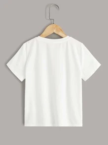 SHEIN Tops con gái Hoa Lá thư Giải trí - trắng - Xem 2