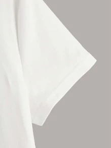 SHEIN Tops con gái Hoa Lá thư Giải trí - trắng - Xem 3