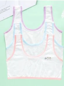 Set de 3 sujetadores deportivos sin alambres de unicolor minimalista para niñas preadolescentes - Blanco - Ver 1