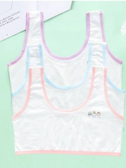 3件装少女简约纯色无钢圈运动文胸