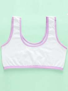 Set de 3 sujetadores deportivos sin alambres de unicolor minimalista para niñas preadolescentes - Blanco - Ver 2