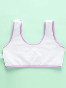 Set de 3 sujetadores deportivos sin alambres de unicolor minimalista para niñas preadolescentes - Blanco - Ver 3