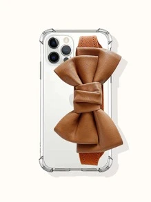 蝴蝶結裝飾腕帶手機外殼 - 無色 - 查看 1