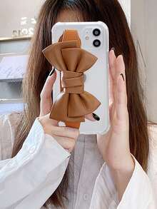 蝴蝶結裝飾腕帶手機外殼 - 無色 - 查看 4