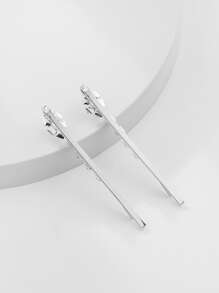 2 piezas Pinza para el cabello decorada con diamantes de imitación elegante - Plateado - Ver 2