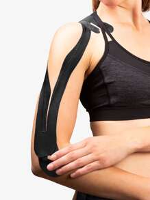 1 pieza cinta de kinesiología de vendaje muscular elástico funcional deportivo de 177 pulgadas - Negro - Ver 2