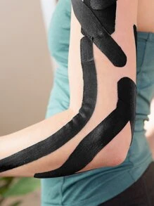 1 pieza cinta de kinesiología de vendaje muscular elástico funcional deportivo de 177 pulgadas - Negro - Ver 8