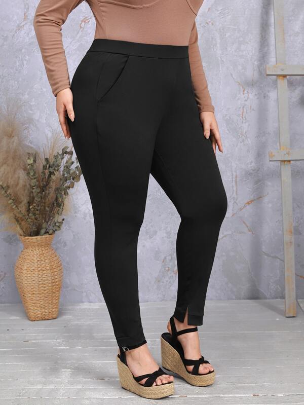EMERY ROSE Plus Slant Pocket Split Hem Skinny Pants
