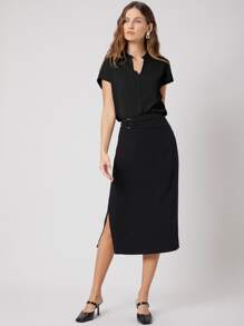 MOTF PREMIUM BLUSA DE MANGA MURCIÉLAGO RECTA - Negro - Ver 3