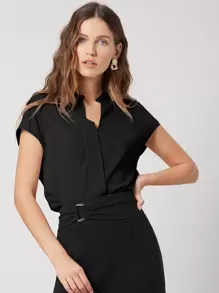 MOTF PREMIUM BLUSA DE MANGA MURCIÉLAGO RECTA - Negro - Ver 4