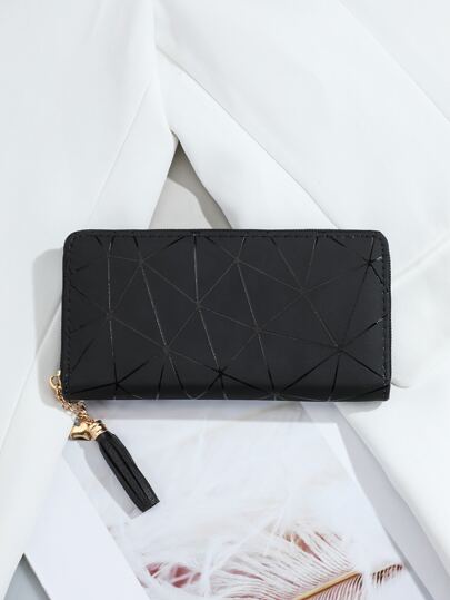 1pc Unisex Long PU Wallet, Minimalist Diamond Pattern Women Large Capacity Coin & Bill Compartment Wallet, Multi-Layer Purse