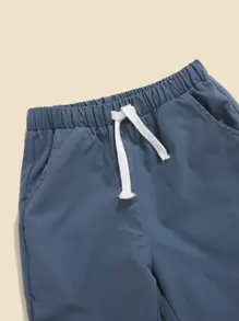 SHEIN Chàng trai trẻ In Sư tử 3D Hoodie & Eo dây rút Quần - Xanh và trắng - Xem 3