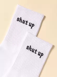 Men Letter Graphic Crew Socks - White - View 2